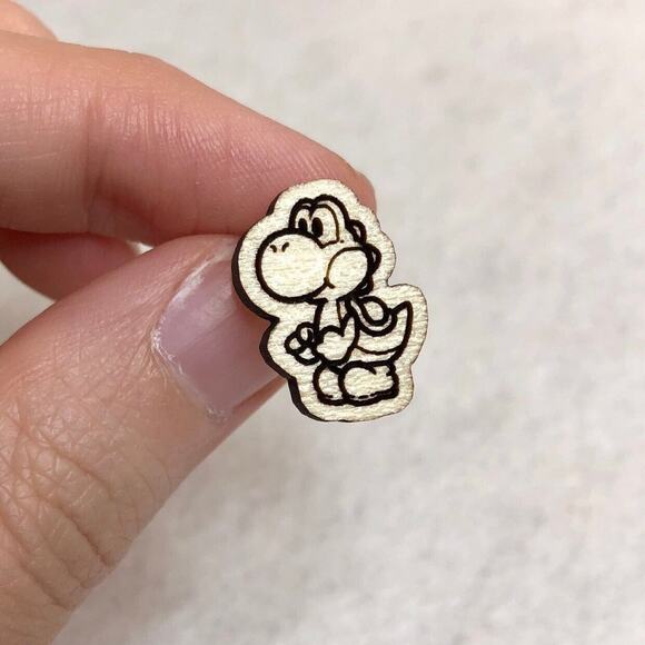 Yoshi Super Mario Wooden Stud Earrings - Picture 3 of 3